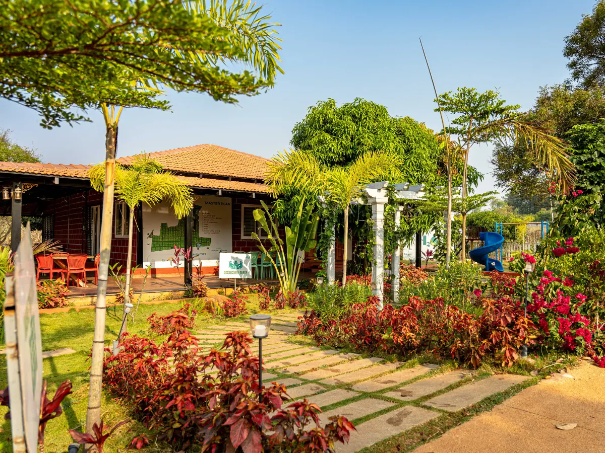 Farmhouse inside H2O Farms managed farmland in Berigai near Sarjapura
