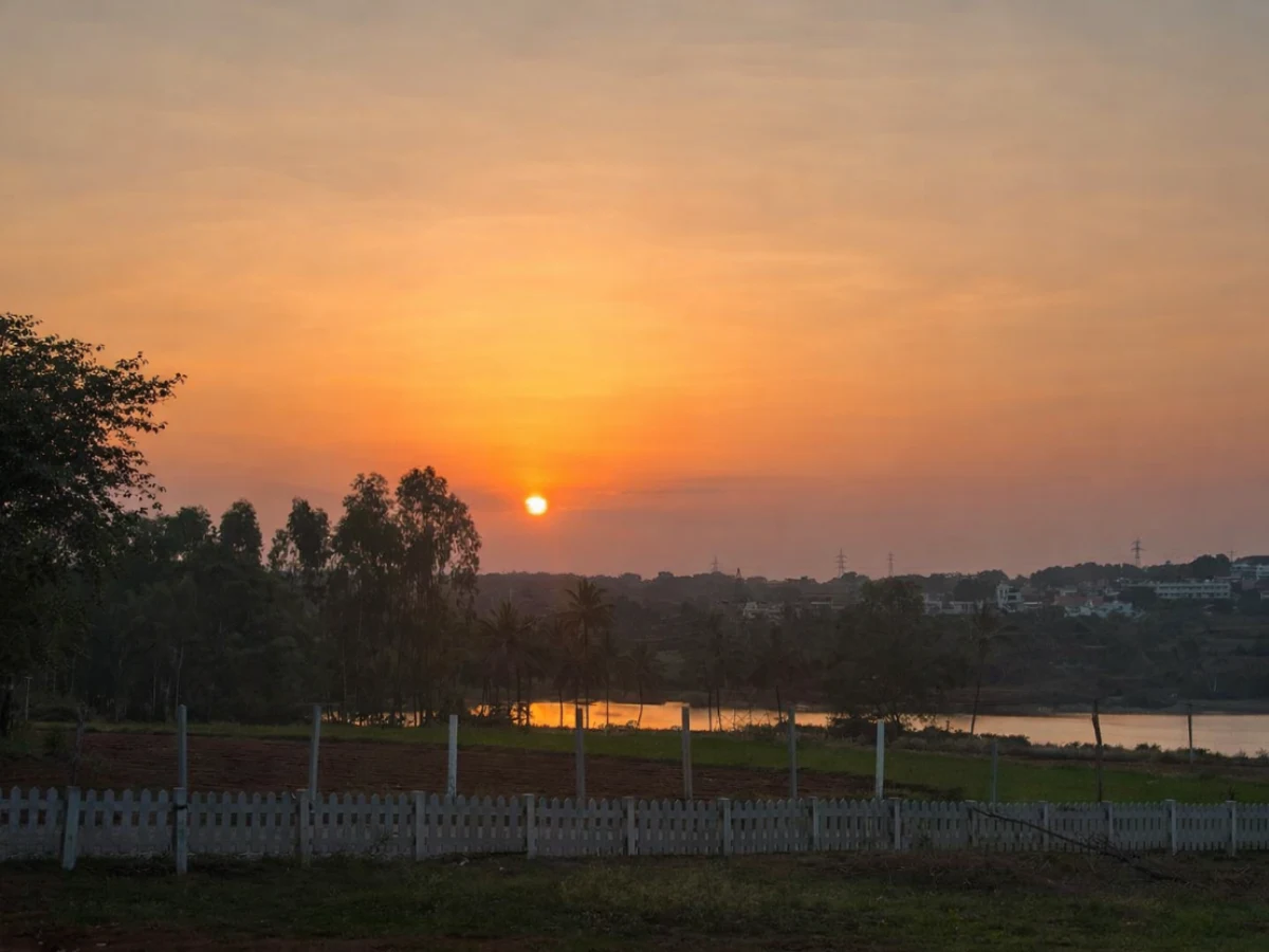 Sunset view over farmland at Lakeview project showcasing scenic rural lifestyle
